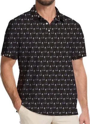 Golf Shirts for Men Dry Fit Moisture Wicking Short Sleeve Performance Print Polo Shirts
