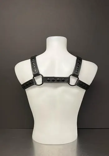 Harness Barbarian - Black Leather with Black Snaps - Large/XLarge