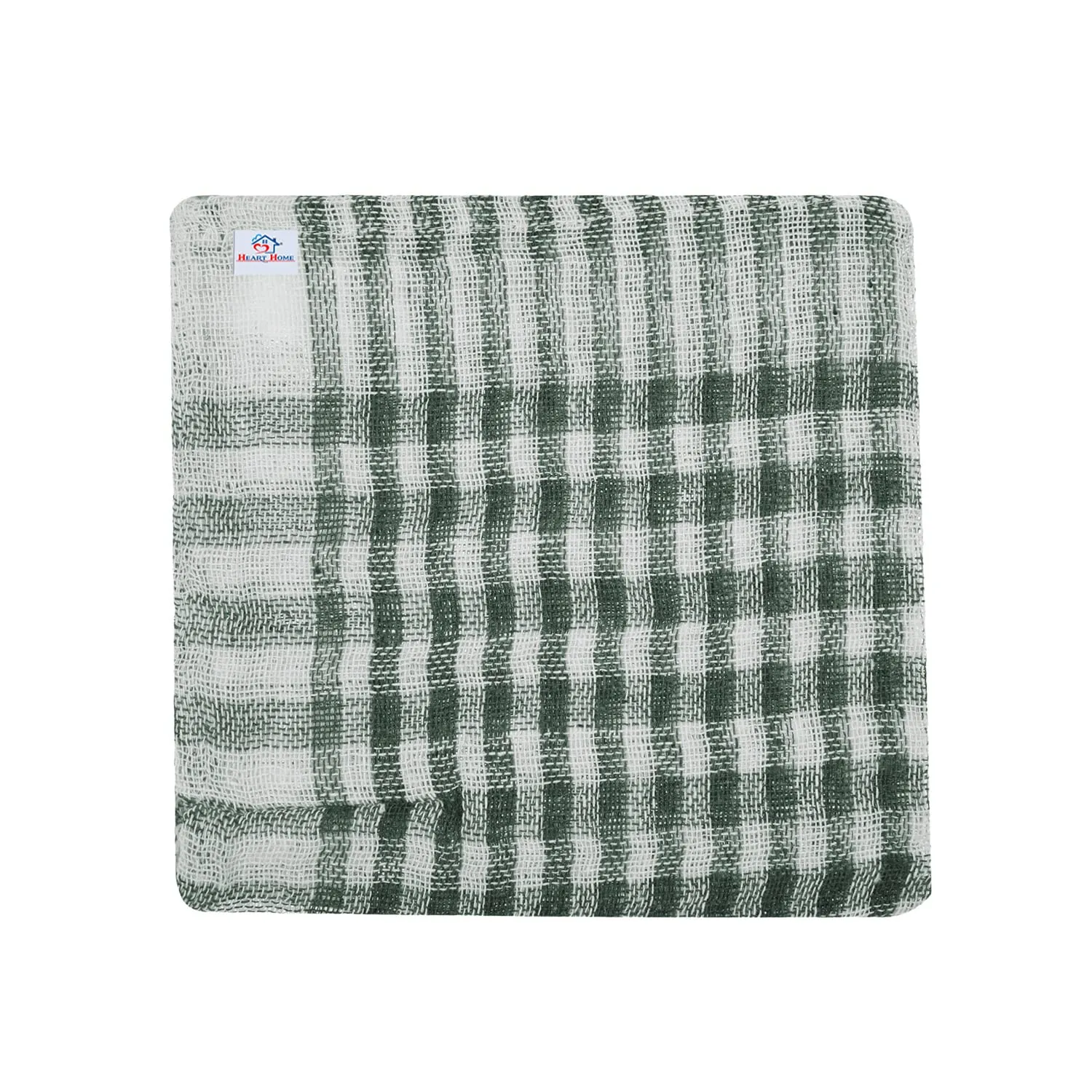 Heart Home Duster | Wet Dry Cleaning Napkin | Cotton Kitchen Duster | 300 GSM Kitchen Cleaning Clothes | Pocha For Kitchen | Car | Desk | Fan | Set of 24 | 101 | Green