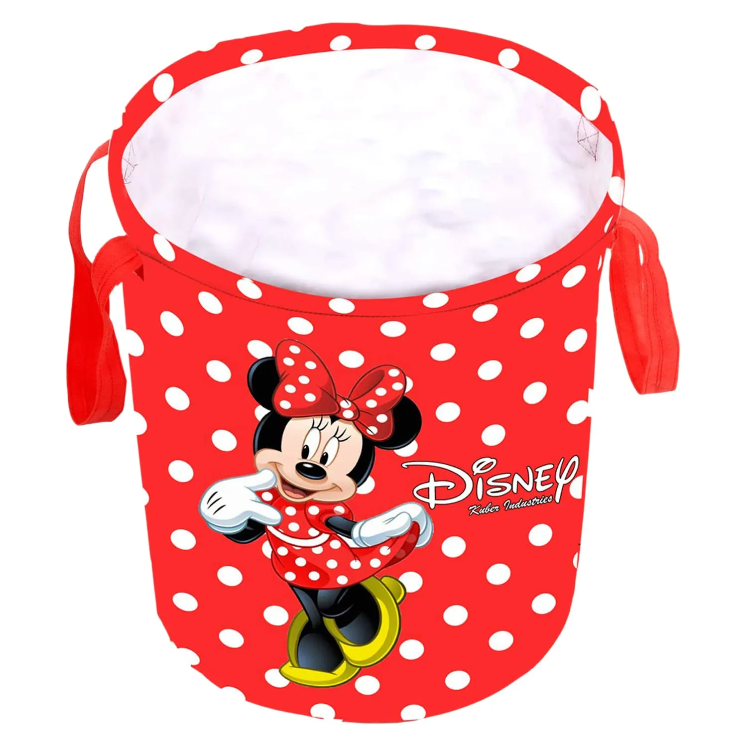 Heart Home Minnie Print Polyester Foldable Large Laundry basket with & Handle 45 liter -Pack of 2 (Red)