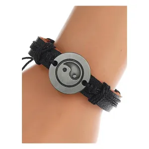 JAB45007 - Yin & Yang Adjustable Leather Bracelet
