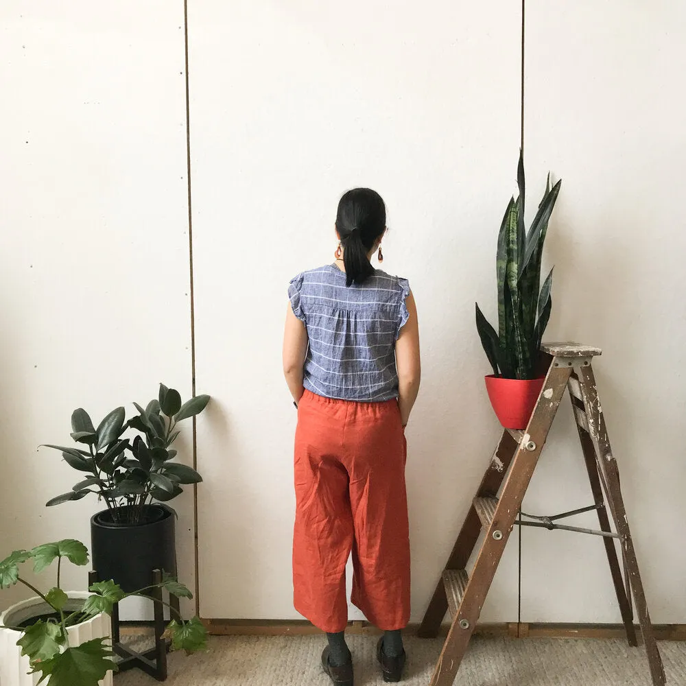 Jane Wide Leg Linen Pants in Persimmon (XXS. XL, XXL)