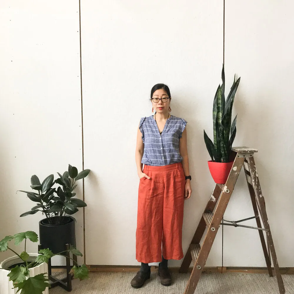 Jane Wide Leg Linen Pants in Persimmon (XXS. XL, XXL)