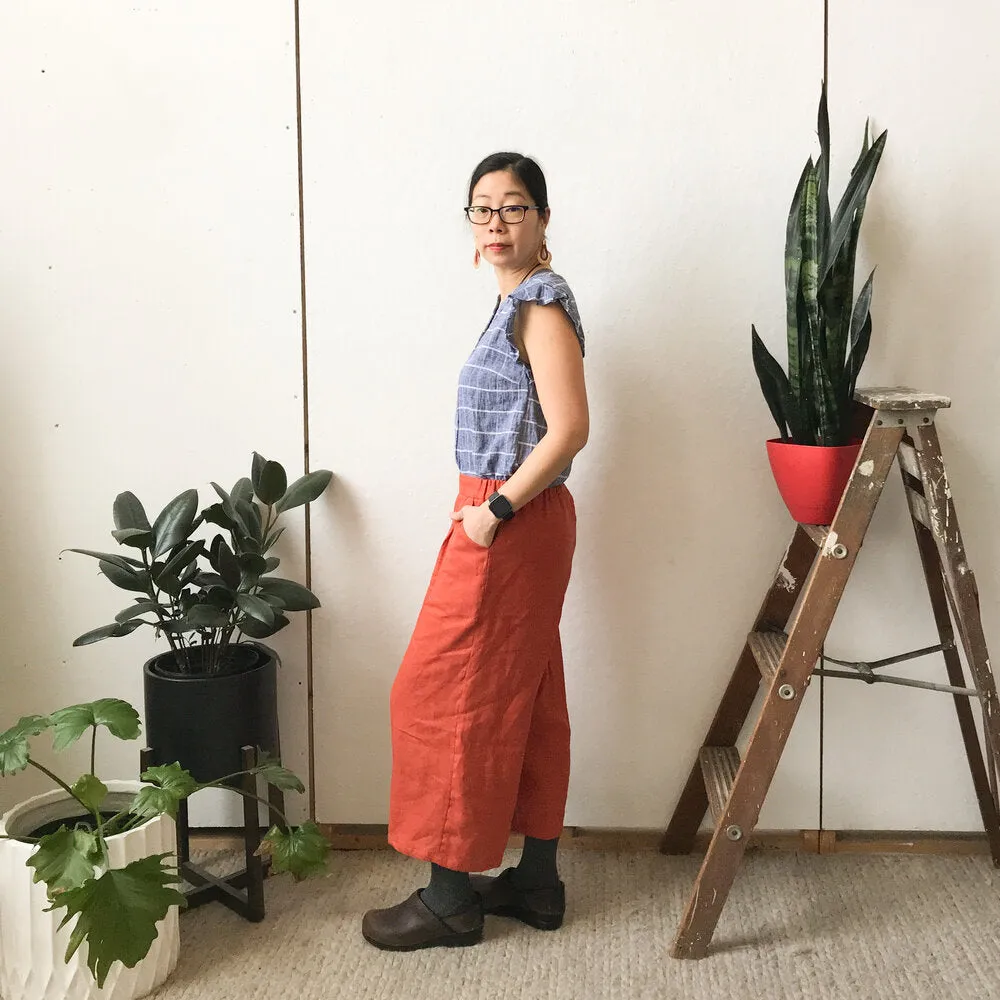 Jane Wide Leg Linen Pants in Persimmon (XXS. XL, XXL)