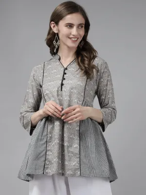 Jashvi Grey Printed Tunic
