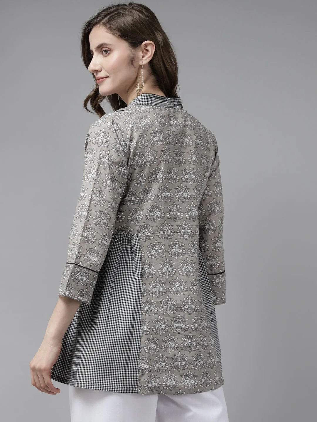 Jashvi Grey Printed Tunic