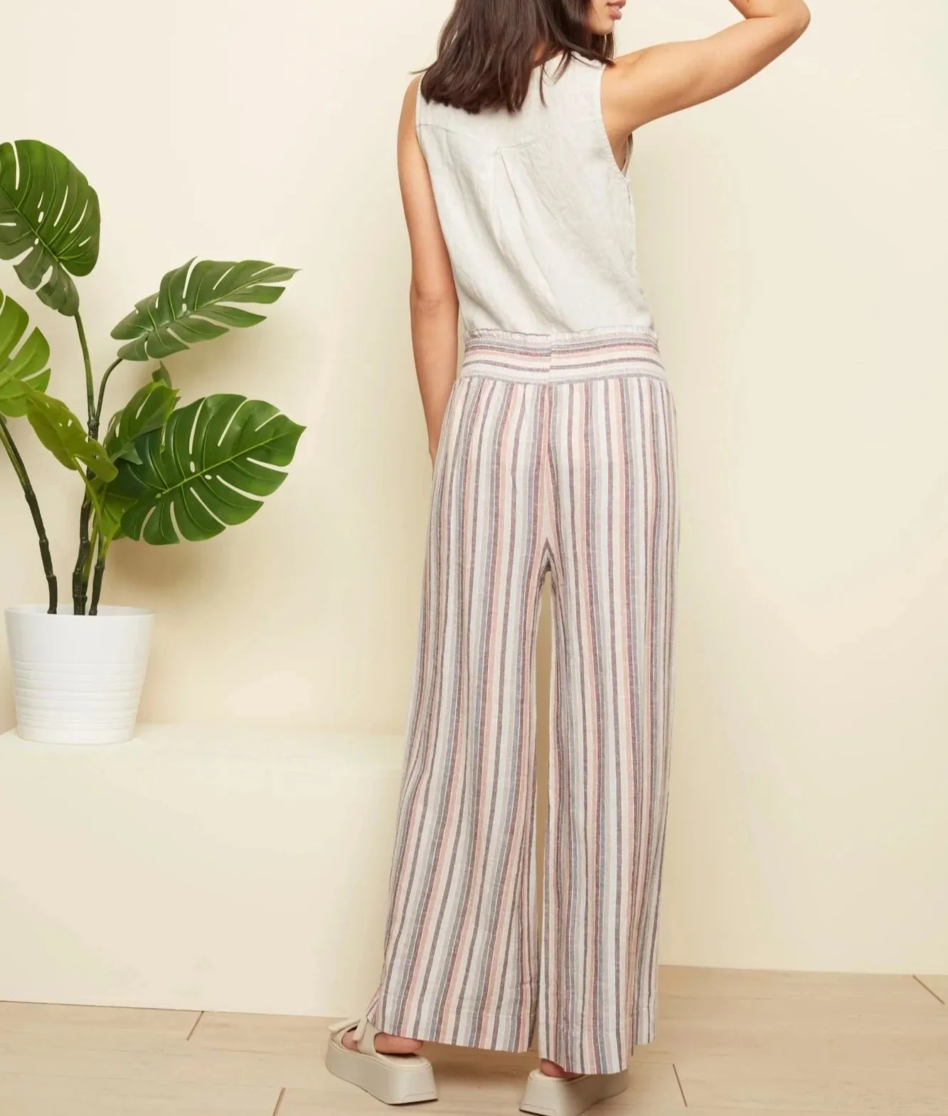 Linen Blend Palazzo Pant