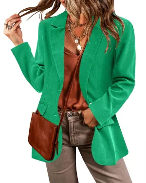 luvamia Blazers for Women Business Casual Twill Long Blazers Suit Jackets Dressy Office Work Professional Coat Loose Fit