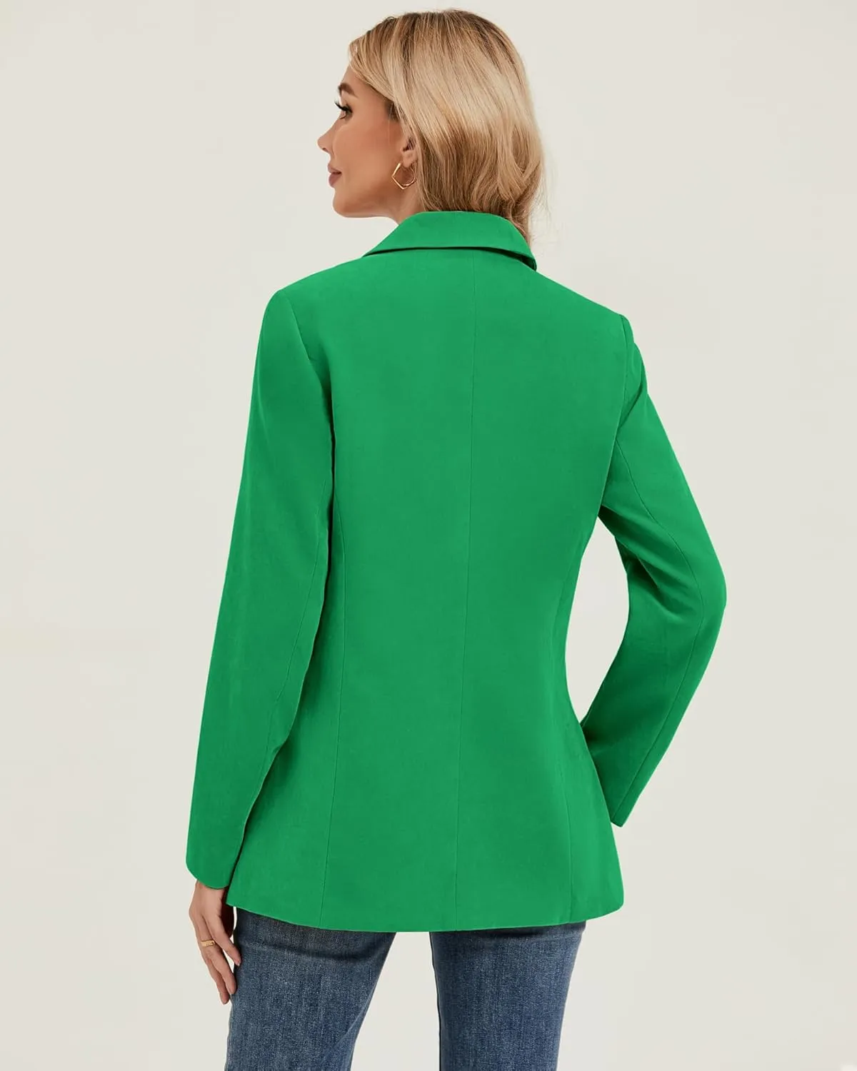 luvamia Blazers for Women Business Casual Twill Long Blazers Suit Jackets Dressy Office Work Professional Coat Loose Fit