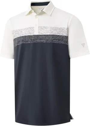 M MAELREG Golf Shirts for Men Dry Fit Performance Chest Print Color Block Moisture Wicking Casual Short Sleeve Polo Shirts