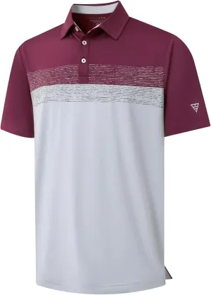 M MAELREG Golf Shirts for Men Dry Fit Performance Chest Print Color Block Moisture Wicking Casual Short Sleeve Polo Shirts