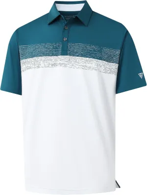 M MAELREG Golf Shirts for Men Dry Fit Performance Chest Print Color Block Moisture Wicking Casual Short Sleeve Polo Shirts