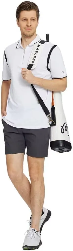 M MAELREG Polo Shirts for Men Short Sleeve Casual Dry Fit Lightweight Performance Moisture Wicking Zipper Mens Golf Shirts
