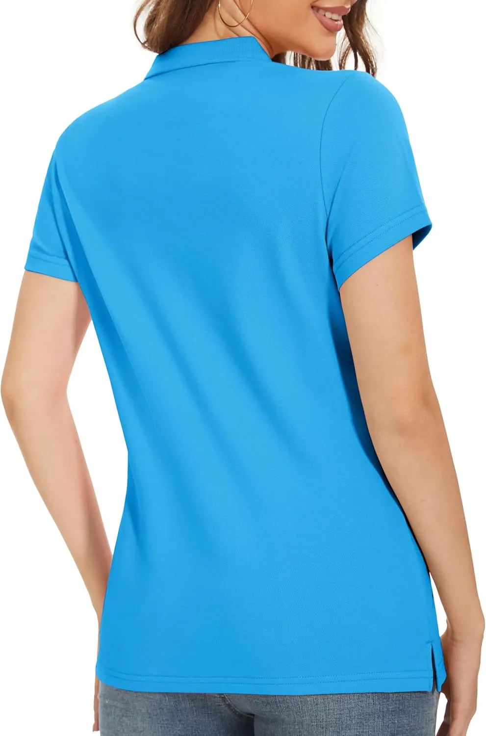 MAGCOMSEN Women's Polo Shirts Cotton 3-Button Short Sleeve Collared Tops Summer Cool Shirt Uniform Casual Shirts