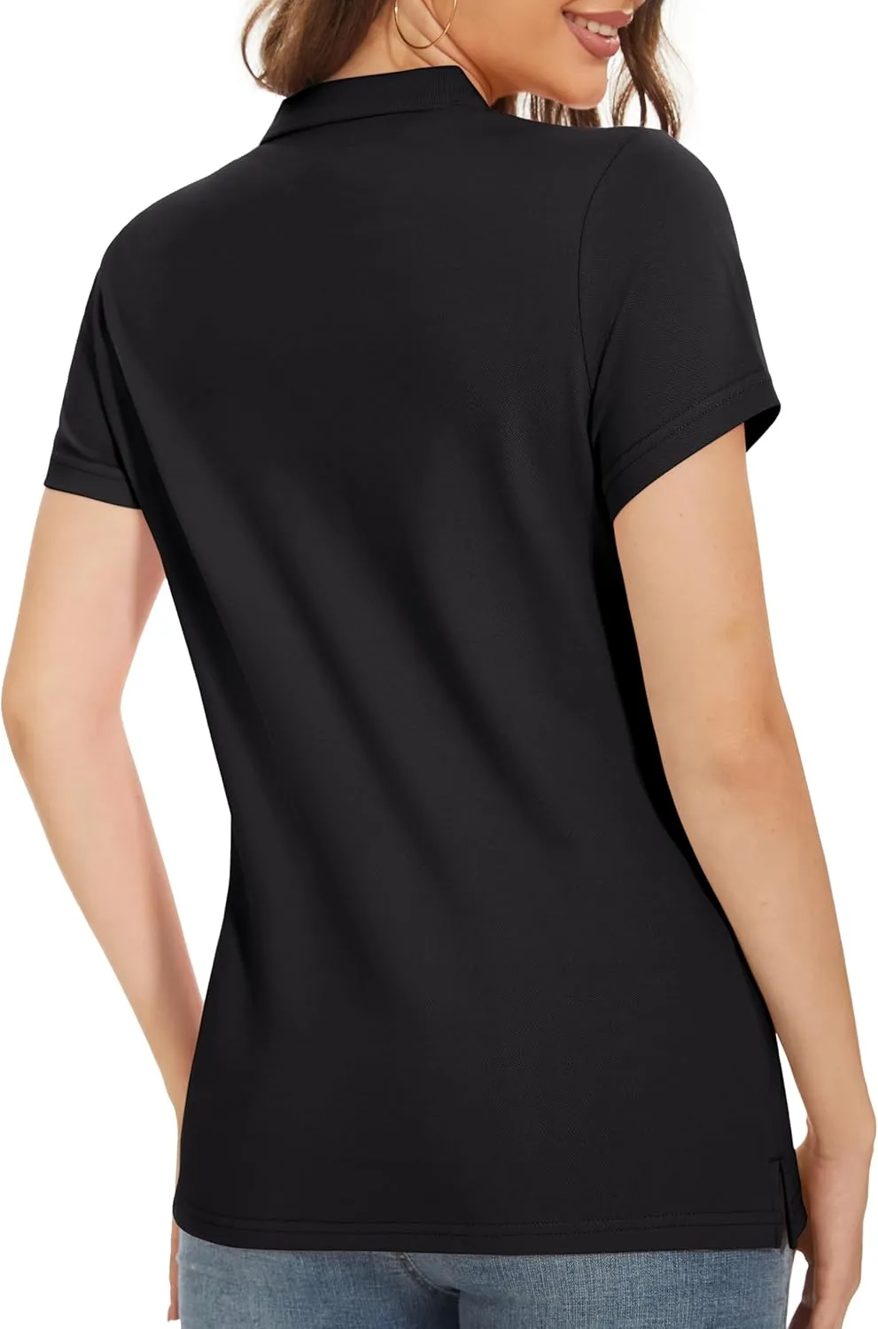 MAGCOMSEN Women's Polo Shirts Cotton 3-Button Short Sleeve Collared Tops Summer Cool Shirt Uniform Casual Shirts