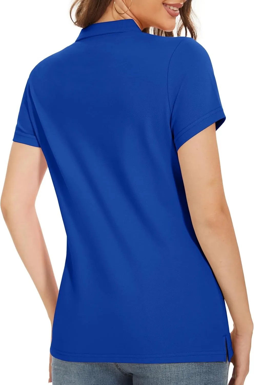 MAGCOMSEN Women's Polo Shirts Cotton 3-Button Short Sleeve Collared Tops Summer Cool Shirt Uniform Casual Shirts