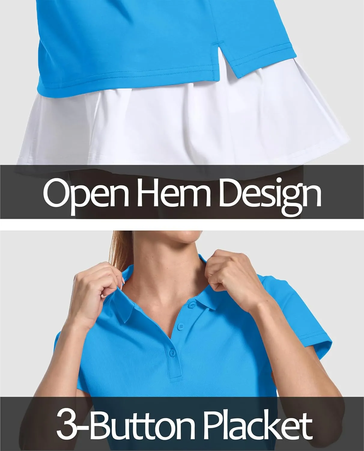 MAGCOMSEN Women's Polo Shirts Cotton 3-Button Short Sleeve Collared Tops Summer Cool Shirt Uniform Casual Shirts