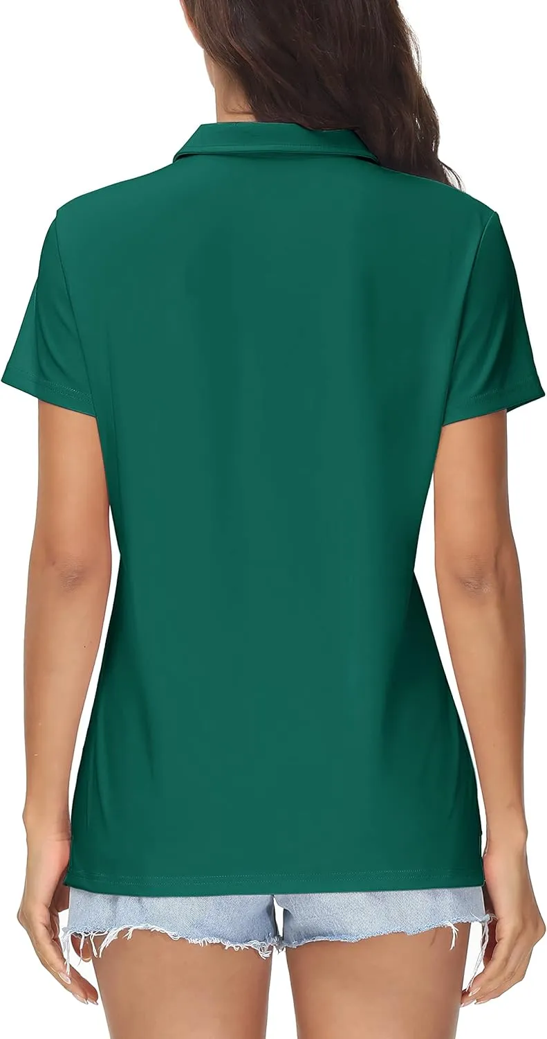 MAGCOMSEN Women's Polos Golf Shirts Short Sleeve UPF 50  Collared Shirt Quick Dry Tennis Work Athletic Tops