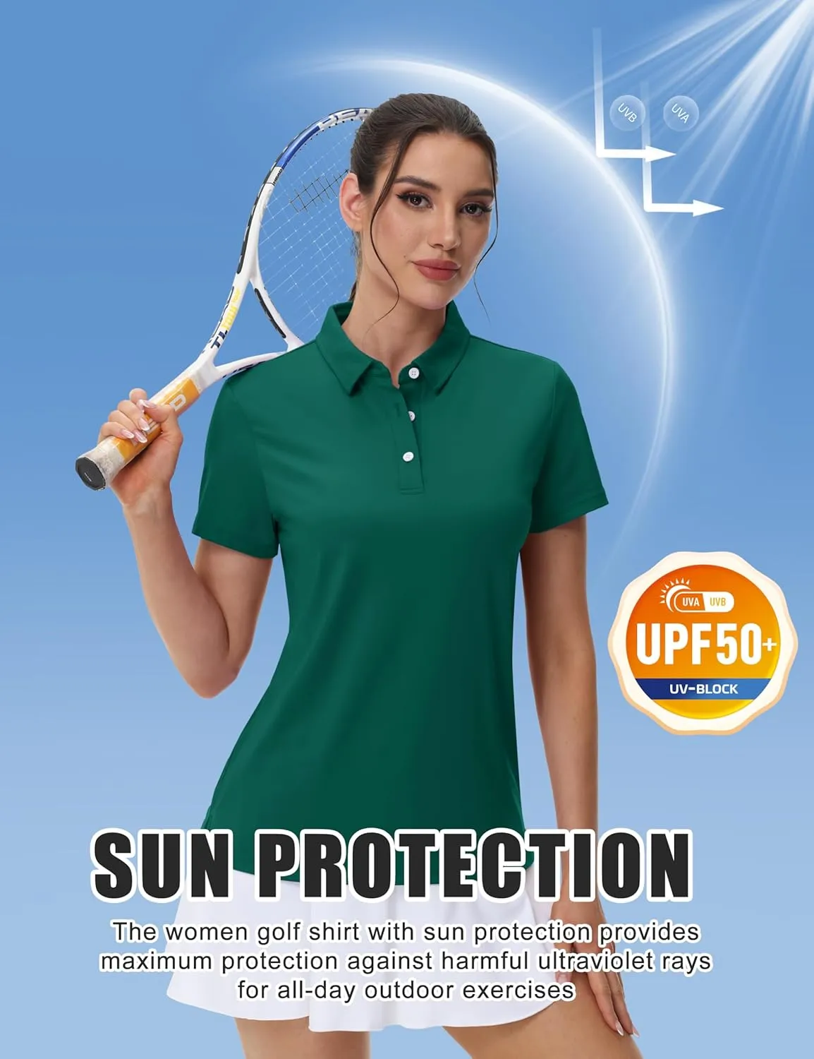 MAGCOMSEN Women's Polos Golf Shirts Short Sleeve UPF 50  Collared Shirt Quick Dry Tennis Work Athletic Tops