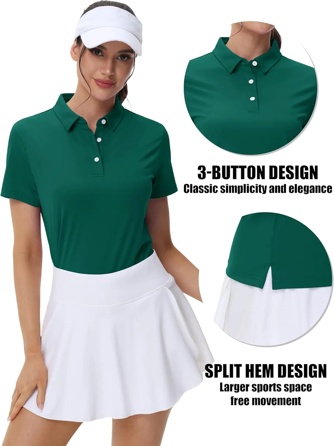 MAGCOMSEN Women's Polos Golf Shirts Short Sleeve UPF 50  Collared Shirt Quick Dry Tennis Work Athletic Tops