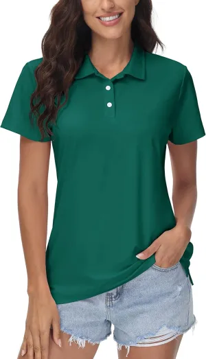 MAGCOMSEN Women's Polos Golf Shirts Short Sleeve UPF 50  Collared Shirt Quick Dry Tennis Work Athletic Tops