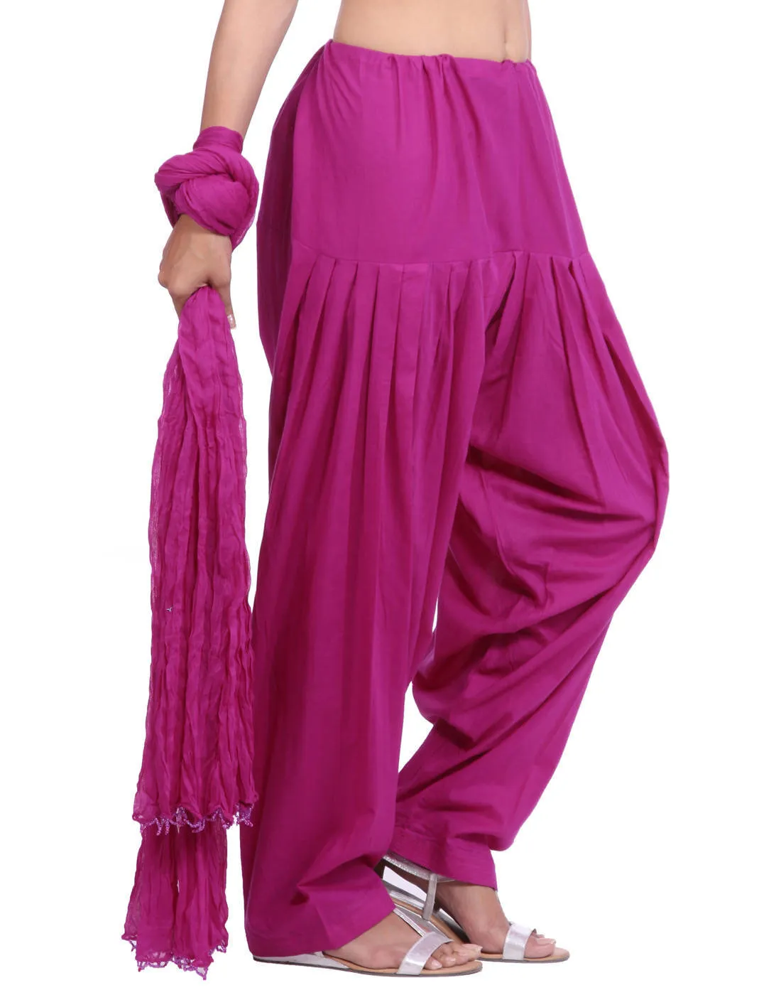 Mauve Cotton Patiala Salwar And Dupatta Set