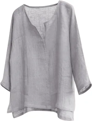 Mens Cotton Linen Henley Shirts Casual Trendy Long Sleeve Lightweight Vacation Tops Summer Beach Wedding Shirts