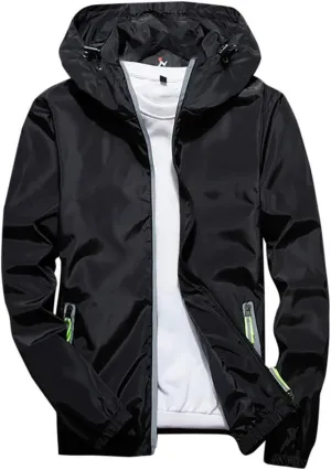Men's Jackets Lightweight Rain Jacket Windbreaker Shell Raincoat With Hood For Golf Hiking Travel, M-7XL