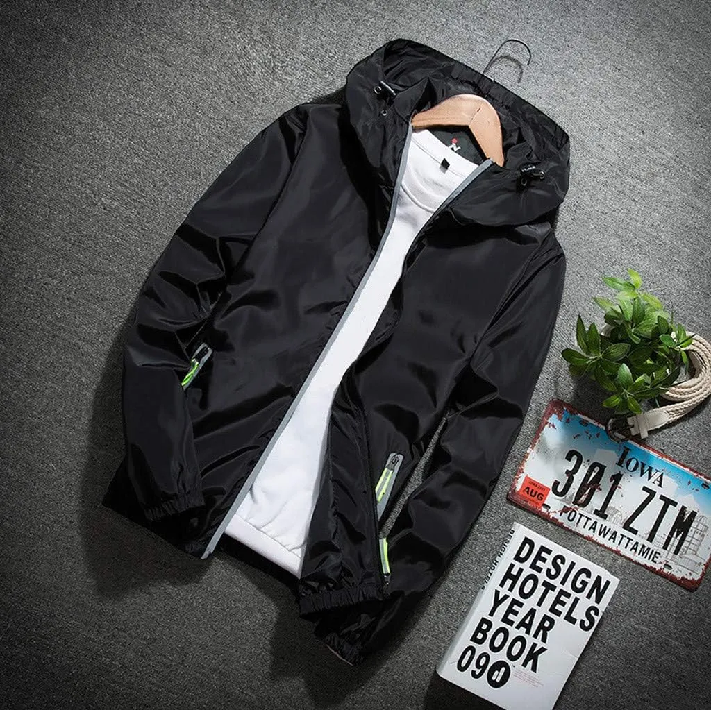Men's Jackets Lightweight Rain Jacket Windbreaker Shell Raincoat With Hood For Golf Hiking Travel, M-7XL