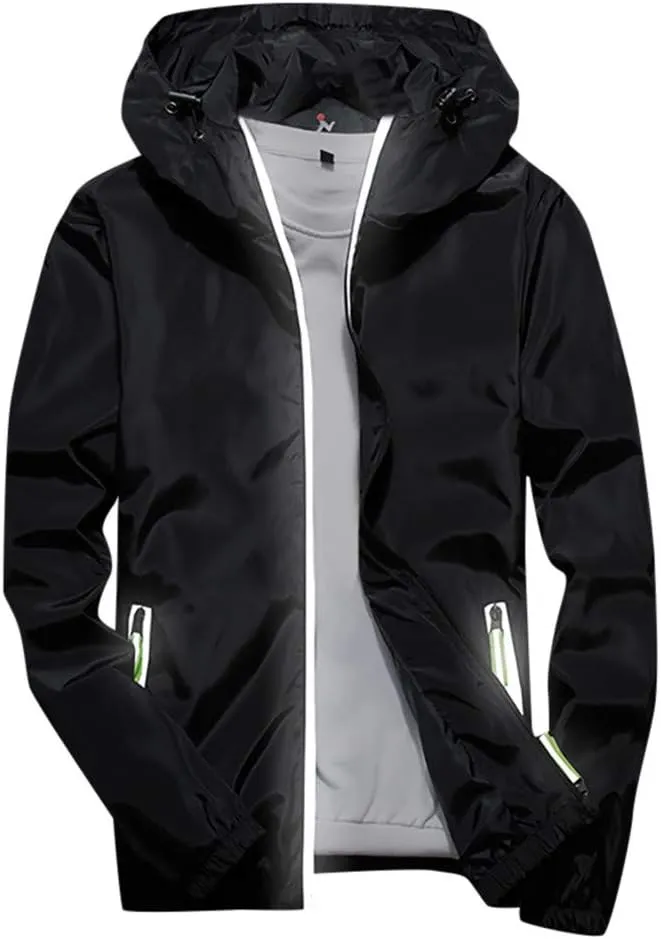 Men's Jackets Lightweight Rain Jacket Windbreaker Shell Raincoat With Hood For Golf Hiking Travel, M-7XL