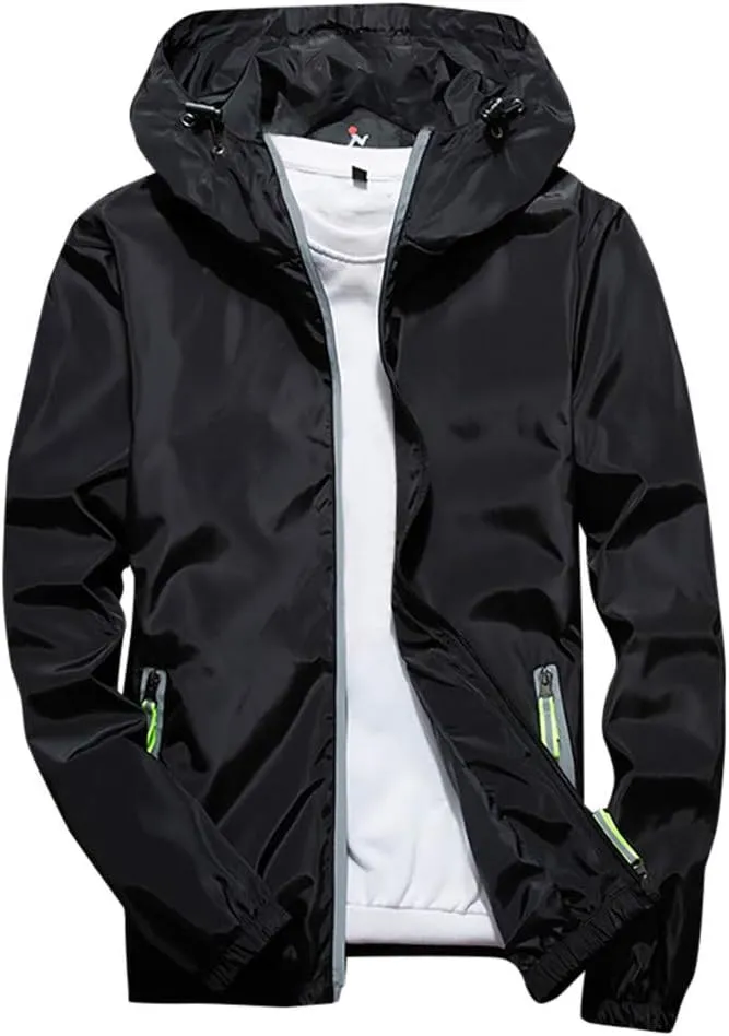 Men's Jackets Lightweight Rain Jacket Windbreaker Shell Raincoat With Hood For Golf Hiking Travel, M-7XL