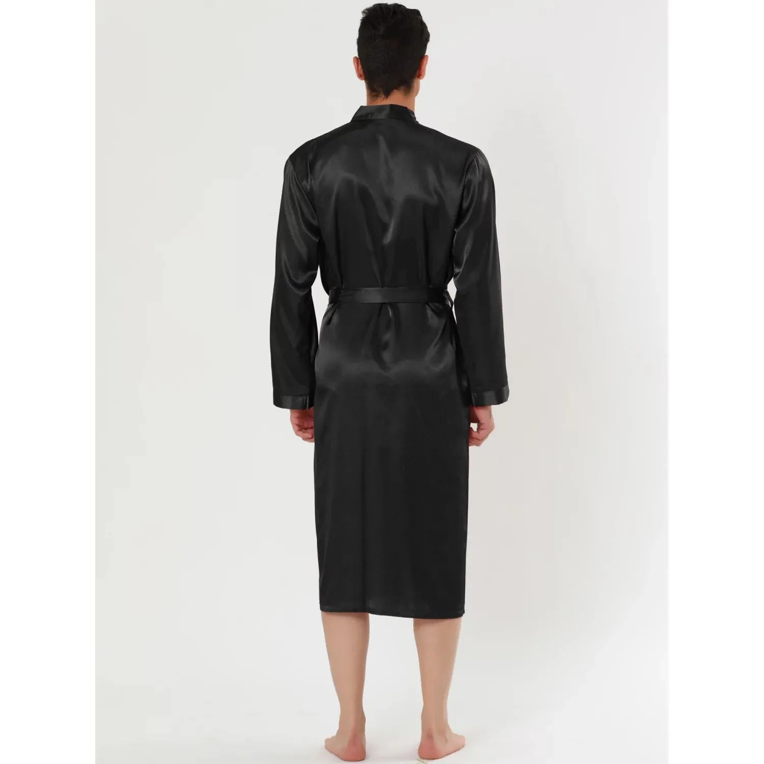 Men's Long Sleeve Satin Sleep Robe Pajamas for Lounge Lars Amadeus pajama robe