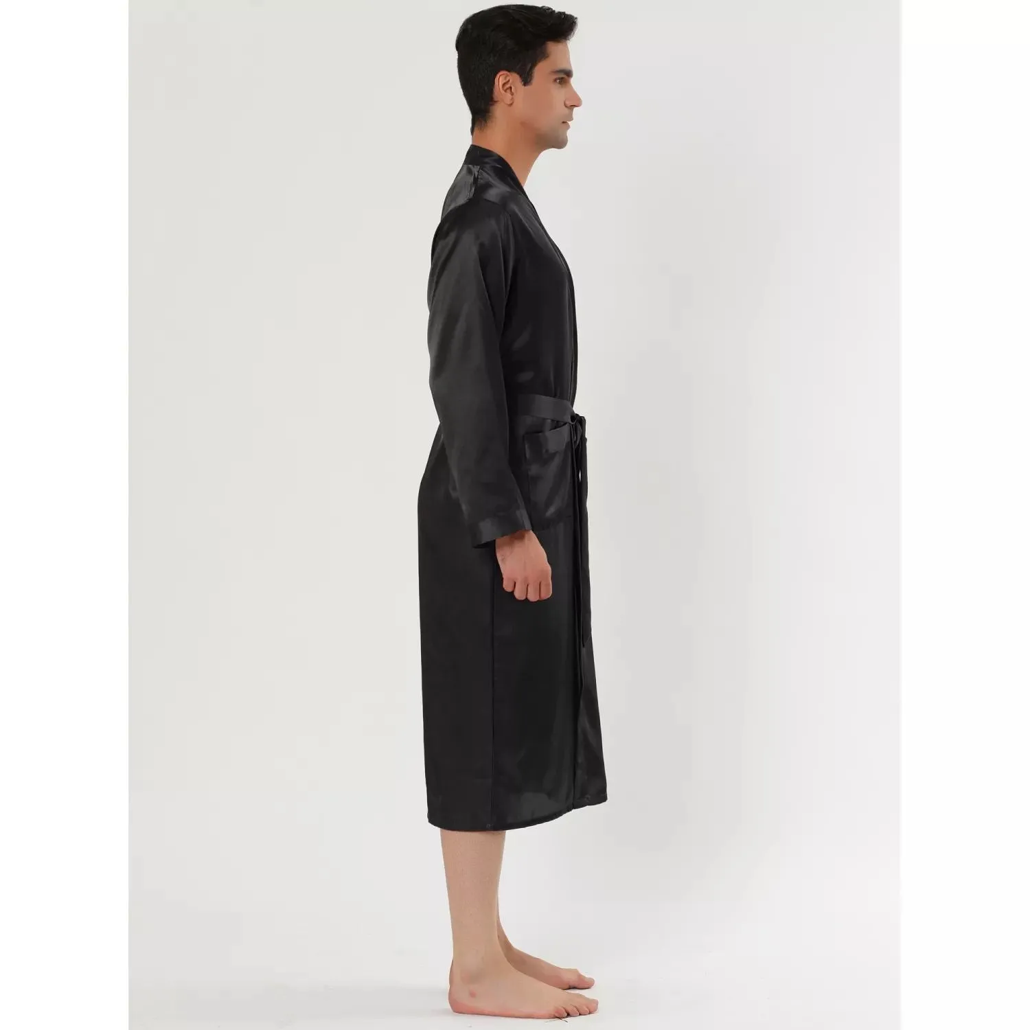 Men's Long Sleeve Satin Sleep Robe Pajamas for Lounge Lars Amadeus pajama robe