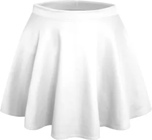 NE PEOPLE Womens Skater Skirt  Stretch Elastic Waist Casual Mini Flared Swing Pleated Skirts Made in USA S-3XL