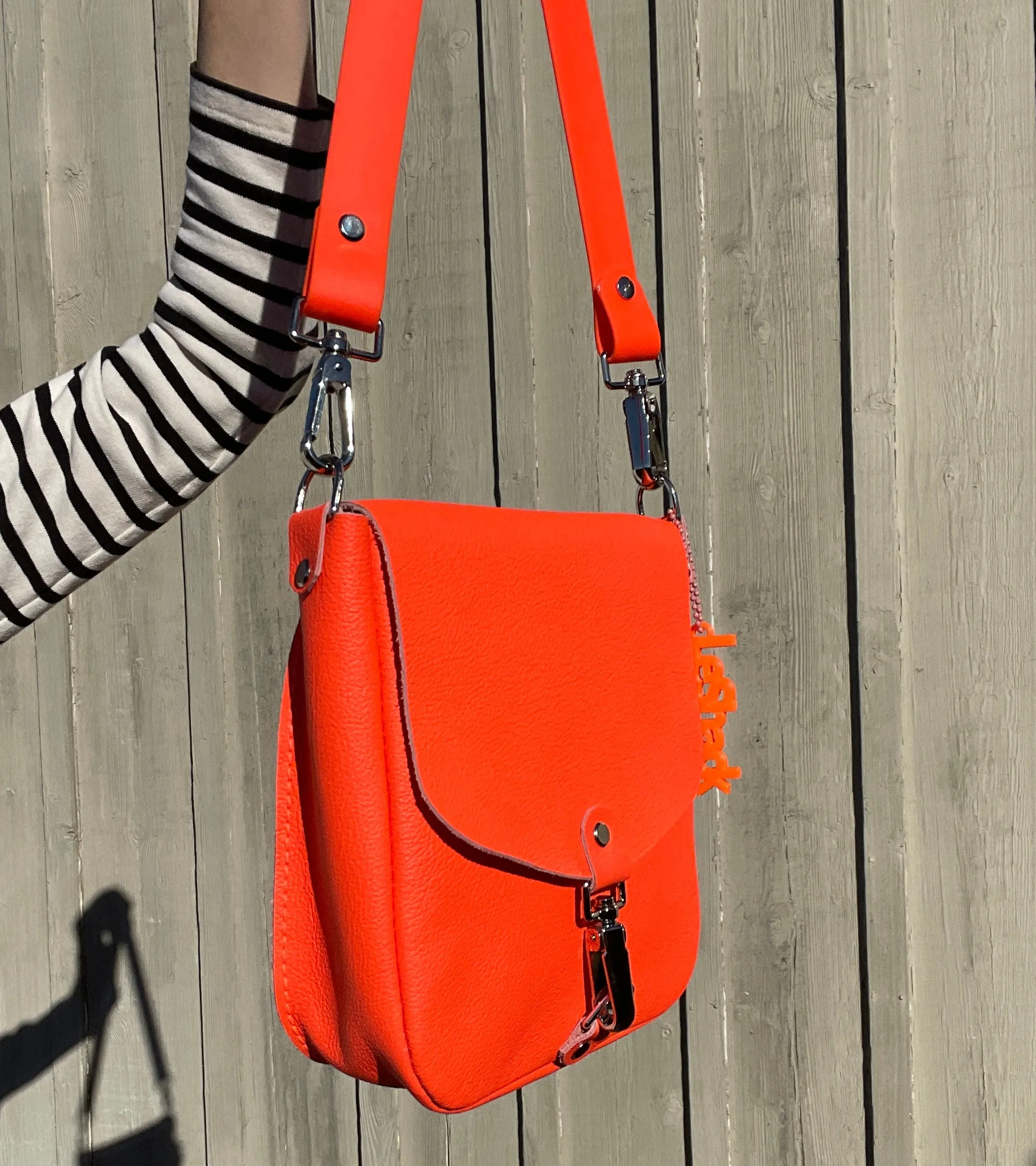Neon Orange Flap Crossbody Bag