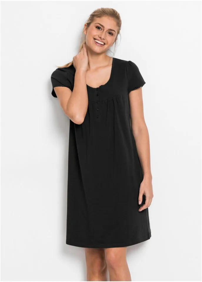 Nightgown for nursing mothers made of natural cotton bpc bonprix collection, black