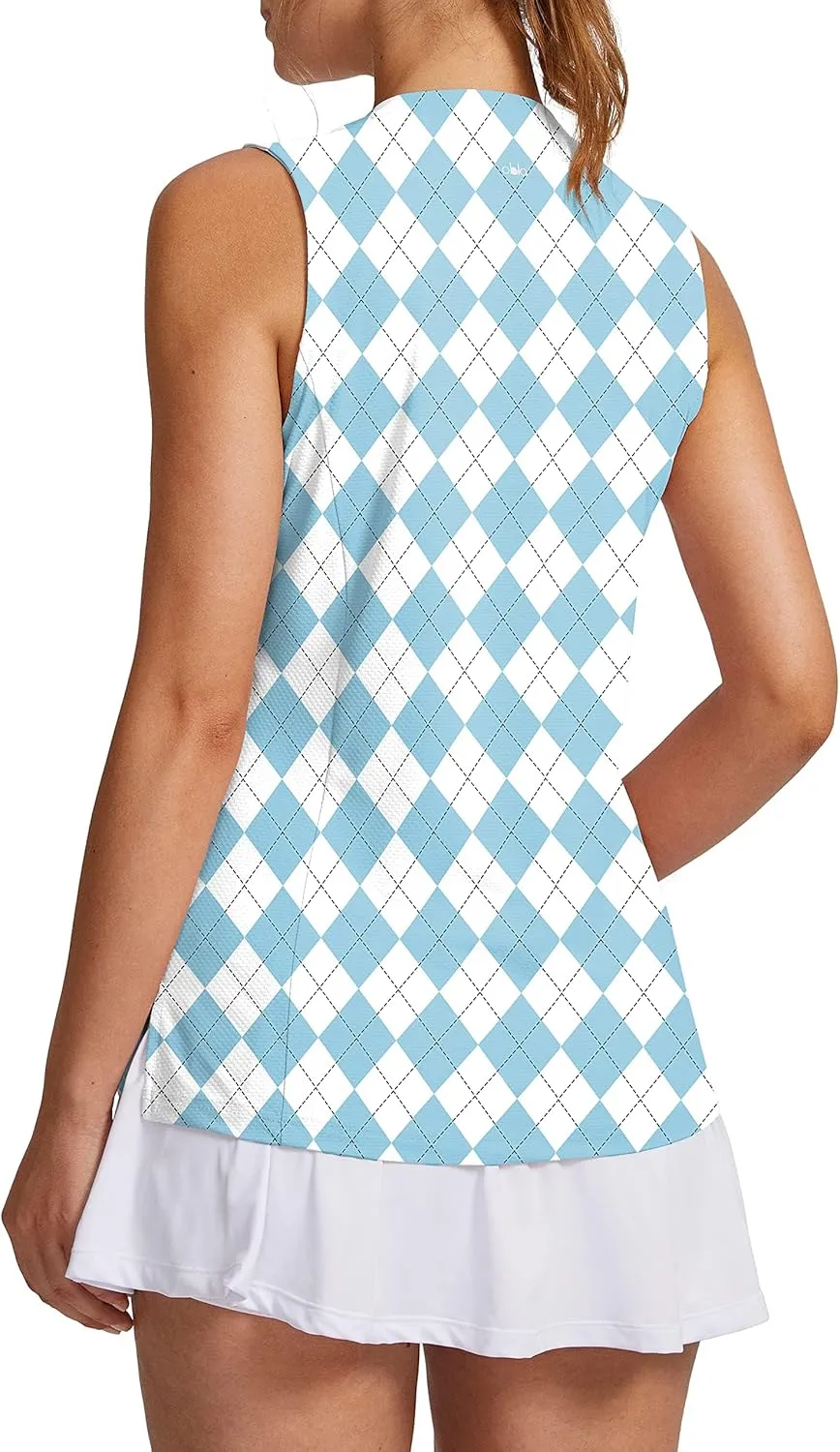 Obla Women's Sleeveless Golf Shirt V-Neck Lightweight Quick Dry Tennis Tank Tops Polo Shirts for Women