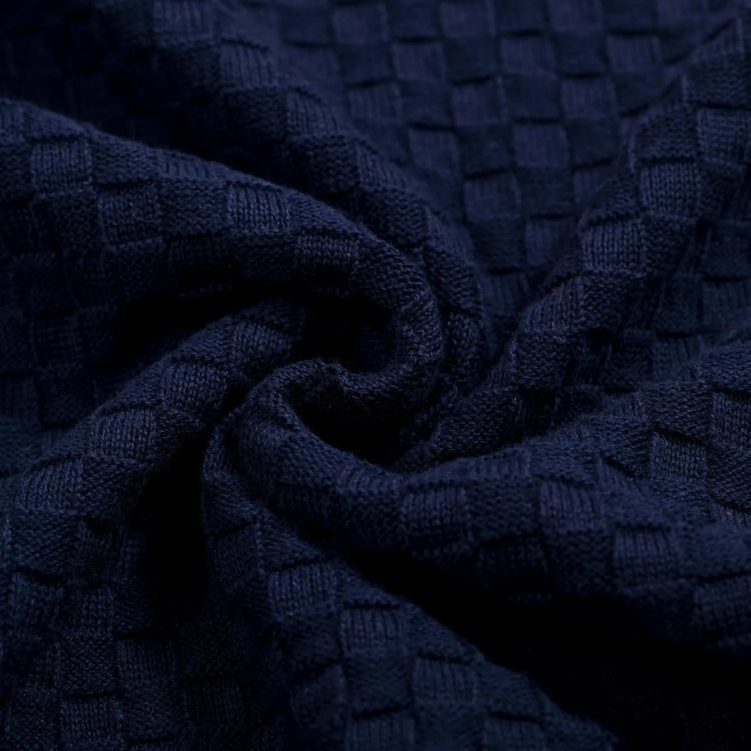 OXKNIT Mens Knit Polo Shirts Short Sleeve Textured Dark Blue Polo Shirt Casual Shirts with White Collared