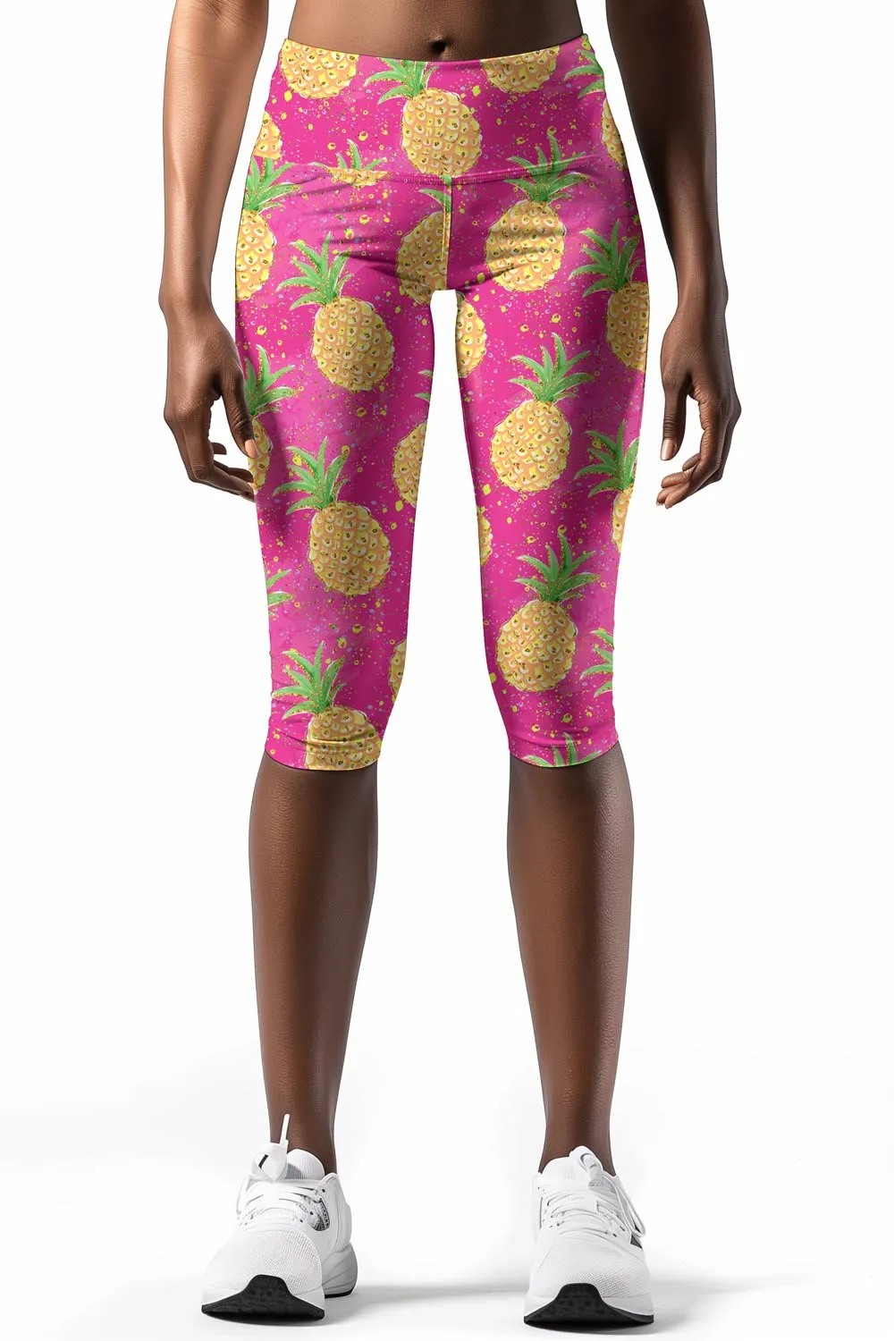 Piña Colada Ellie Pink Performance Yoga Capri Leggings - Women