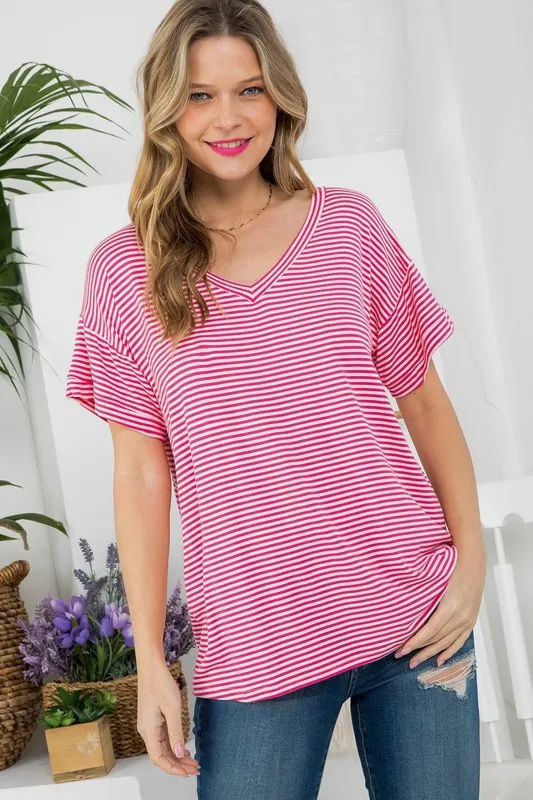 Pin Stripe V-Neck Everyday Tee