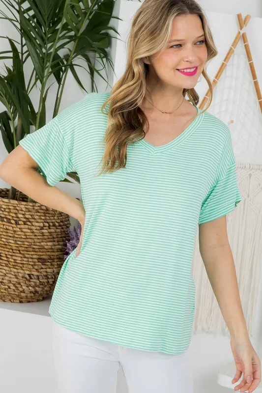 Pin Stripe V-Neck Everyday Tee