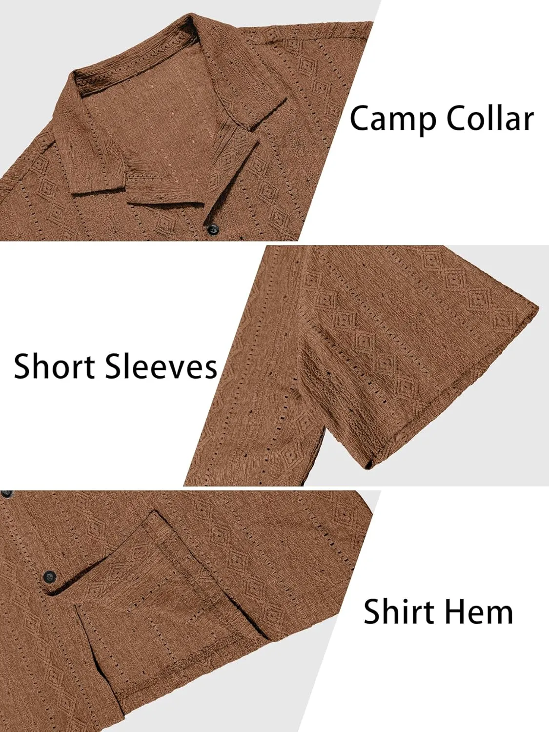 PLEPAN Men's Beach Casual Shirts Button Down Shirts Short Sleeve Tropical Summer Vacation Shirts with Vintage Striped