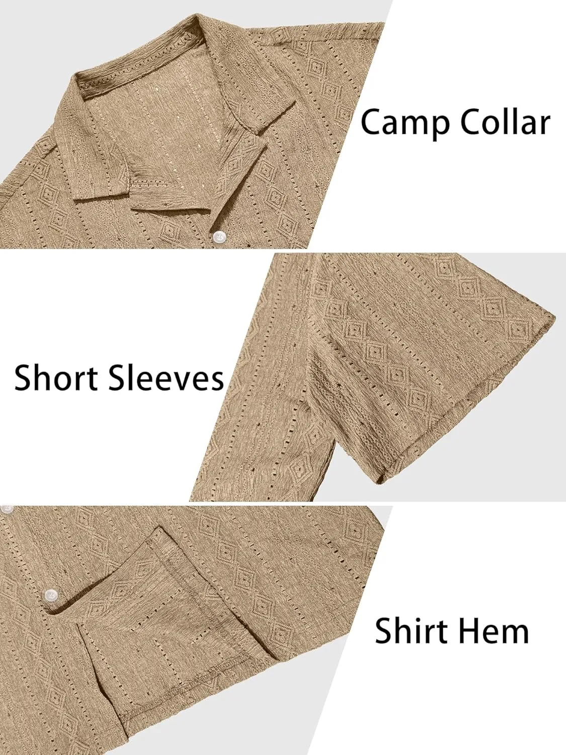 PLEPAN Men's Beach Casual Shirts Button Down Shirts Short Sleeve Tropical Summer Vacation Shirts with Vintage Striped