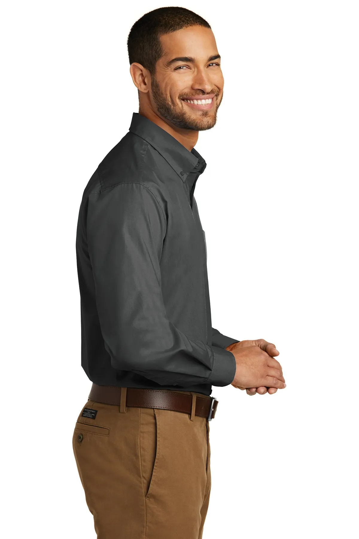 Port Authority Carefree Poplin Custom Shirts, Graphite