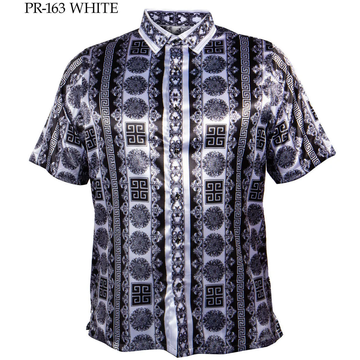 PRESTIGE VERSACE INSPIRED WHITE SATIN SHIRT