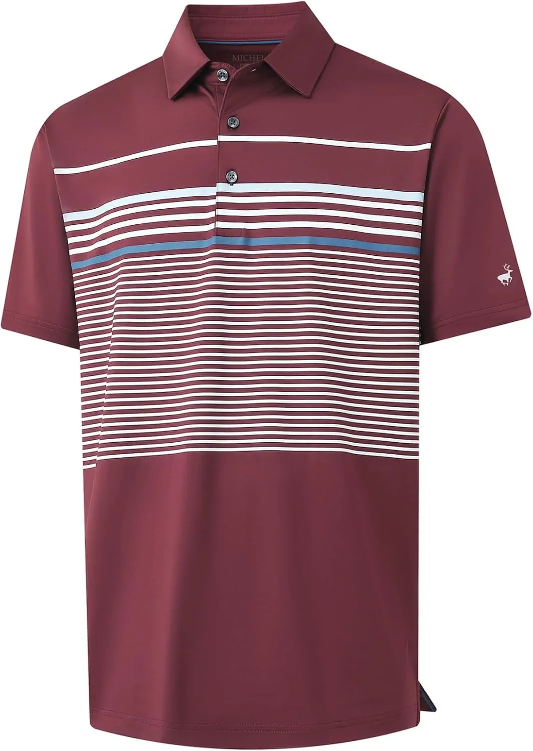 Rouen Mens Polo Shirts Short Sleeve Dry Fit Lightweight Performance Casual Athletic Striped Print Golf Shirts for Men