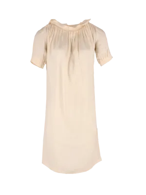 ruffle-collar silk dress