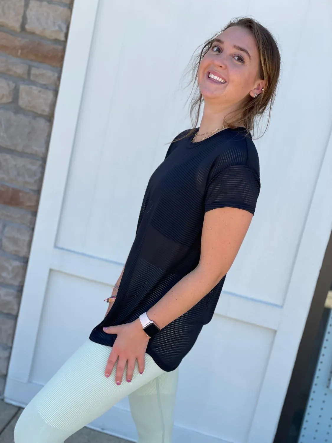 Sheer Stripe Mesh Tee (More Colors)