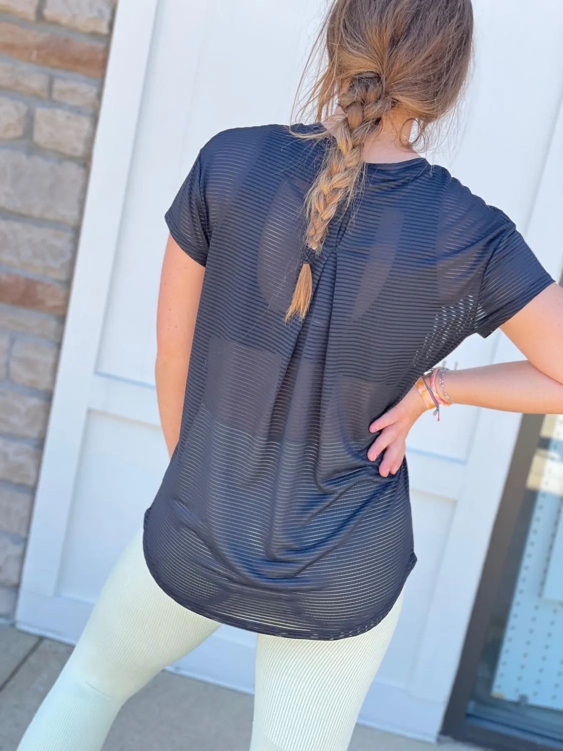 Sheer Stripe Mesh Tee (More Colors)