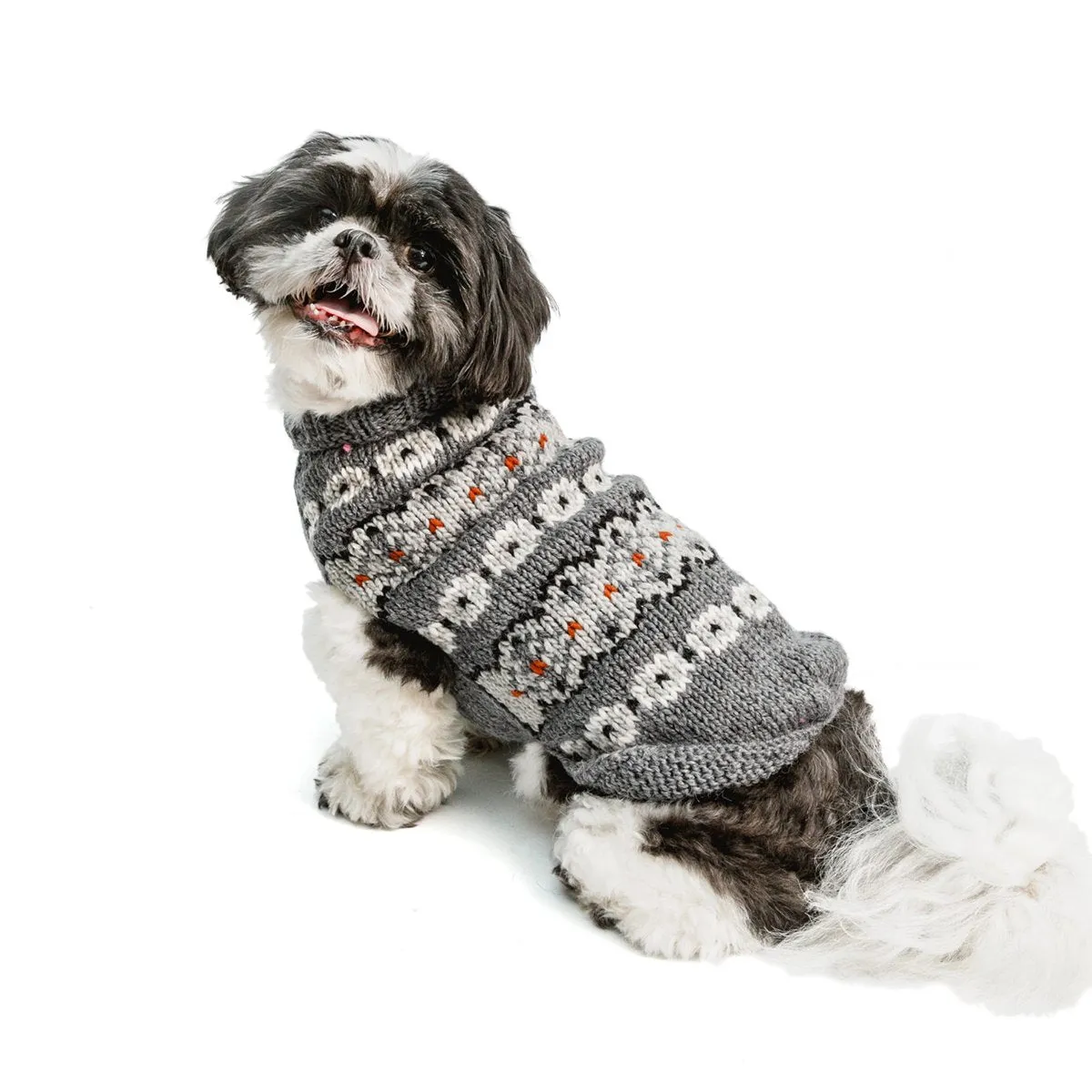 Silver Alpaca Fairisle Dog Sweater